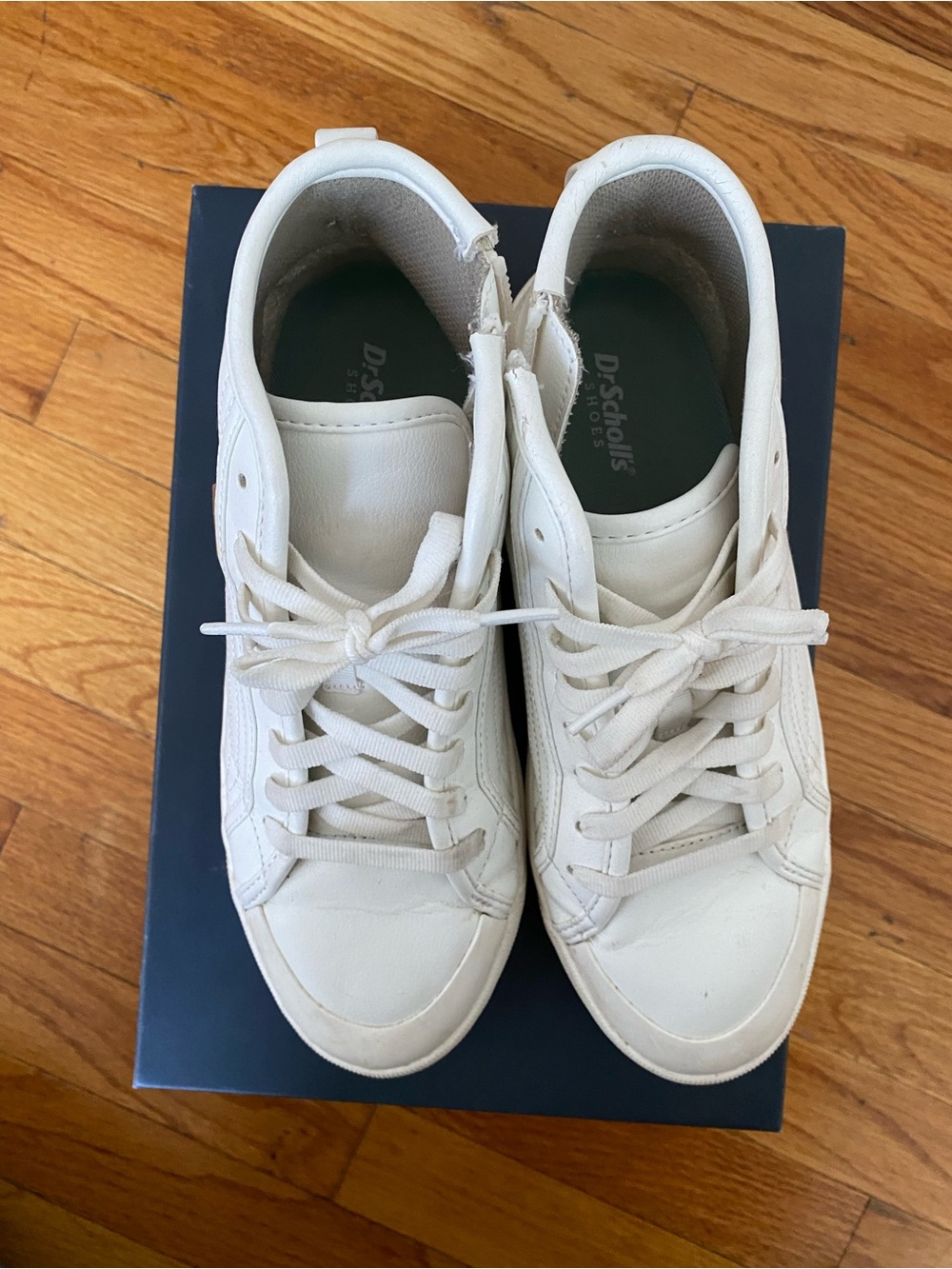Dr. Scholl's White Lace-Up Leather Sneakers